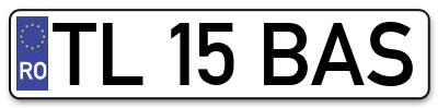Placuta inmatriculare numar auto  TL-15-BAS, TL 15 BAS, TL15BAS