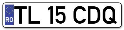Placuta inmatriculare numar auto  TL-15-CDQ, TL 15 CDQ, TL15CDQ