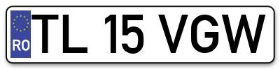 Placuta inmatriculare numar auto  TL-15-VGW, TL 15 VGW, TL15VGW
