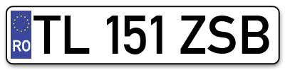 Placuta inmatriculare numar auto  TL-151-ZSB, TL 151 ZSB, TL151ZSB