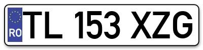 Placuta inmatriculare numar auto  TL-153-XZG, TL 153 XZG, TL153XZG
