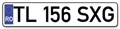 Placuta inmatriculare numar auto  TL-156-SXG, TL 156 SXG, TL156SXG