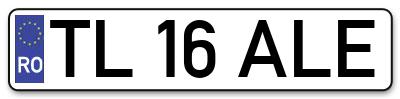 Placuta inmatriculare numar auto  TL-16-ALE, TL 16 ALE, TL16ALE