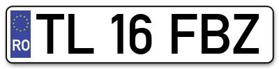 Placuta inmatriculare numar auto  TL-16-FBZ, TL 16 FBZ, TL16FBZ