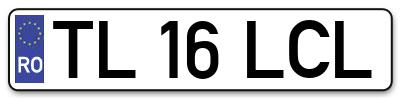 Placuta inmatriculare numar auto  TL-16-LCL, TL 16 LCL, TL16LCL