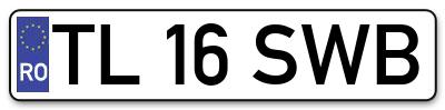 Placuta inmatriculare numar auto  TL-16-SWB, TL 16 SWB, TL16SWB