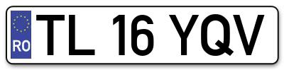 Placuta inmatriculare numar auto  TL-16-YQV, TL 16 YQV, TL16YQV