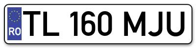 Placuta inmatriculare numar auto  TL-160-MJU, TL 160 MJU, TL160MJU
