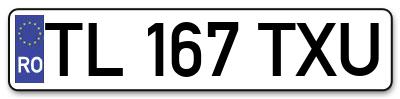 Placuta inmatriculare numar auto  TL-167-TXU, TL 167 TXU, TL167TXU