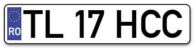 Placuta inmatriculare numar auto  TL-17-HCC, TL 17 HCC, TL17HCC