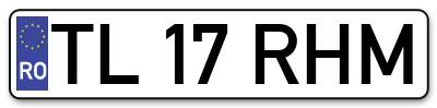 Placuta inmatriculare numar auto  TL-17-RHM, TL 17 RHM, TL17RHM