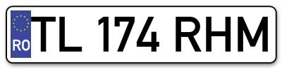 Placuta inmatriculare numar auto  TL-174-RHM, TL 174 RHM, TL174RHM