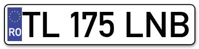 Placuta inmatriculare numar auto  TL-175-LNB, TL 175 LNB, TL175LNB