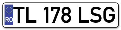 Placuta inmatriculare numar auto  TL-178-LSG, TL 178 LSG, TL178LSG