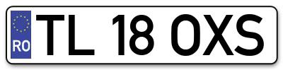 Placuta inmatriculare numar auto  TL-18-OXS, TL 18 OXS, TL18OXS