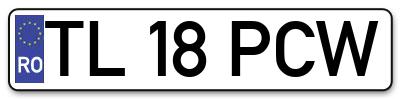 Placuta inmatriculare numar auto  TL-18-PCW, TL 18 PCW, TL18PCW