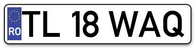 Placuta inmatriculare numar auto  TL-18-WAQ, TL 18 WAQ, TL18WAQ