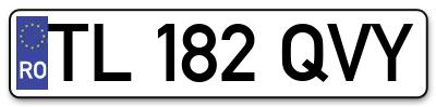 Placuta inmatriculare numar auto  TL-182-QVY, TL 182 QVY, TL182QVY
