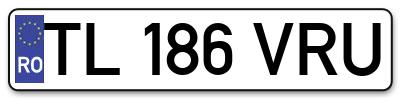 Placuta inmatriculare numar auto  TL-186-VRU, TL 186 VRU, TL186VRU