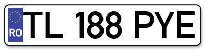 Placuta inmatriculare numar auto  TL-188-PYE, TL 188 PYE, TL188PYE
