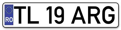 Placuta inmatriculare numar auto  TL-19-ARG, TL 19 ARG, TL19ARG