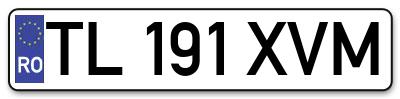 Placuta inmatriculare numar auto  TL-191-XVM, TL 191 XVM, TL191XVM