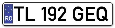 Placuta inmatriculare numar auto  TL-192-GEQ, TL 192 GEQ, TL192GEQ