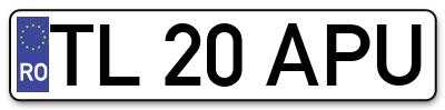 Placuta inmatriculare numar auto  TL-20-APU, TL 20 APU, TL20APU