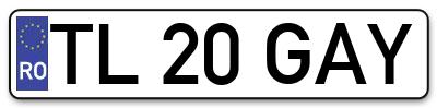 Placuta inmatriculare numar auto  TL-20-GAY, TL 20 GAY, TL20GAY