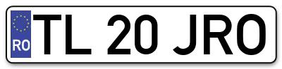 Placuta inmatriculare numar auto  TL-20-JRO, TL 20 JRO, TL20JRO