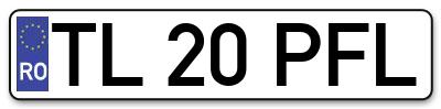 Placuta inmatriculare numar auto  TL-20-PFL, TL 20 PFL, TL20PFL