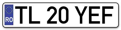 Placuta inmatriculare numar auto  TL-20-YEF, TL 20 YEF, TL20YEF