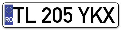 Placuta inmatriculare numar auto  TL-205-YKX, TL 205 YKX, TL205YKX
