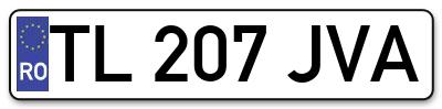Placuta inmatriculare numar auto  TL-207-JVA, TL 207 JVA, TL207JVA