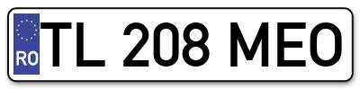 Placuta inmatriculare numar auto  TL-208-MEO, TL 208 MEO, TL208MEO