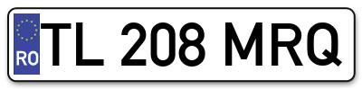 Placuta inmatriculare numar auto  TL-208-MRQ, TL 208 MRQ, TL208MRQ