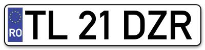 Placuta inmatriculare numar auto  TL-21-DZR, TL 21 DZR, TL21DZR