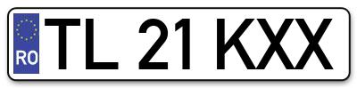 Placuta inmatriculare numar auto  TL-21-KXX, TL 21 KXX, TL21KXX