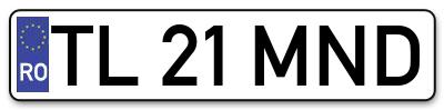 Placuta inmatriculare numar auto  TL-21-MND, TL 21 MND, TL21MND