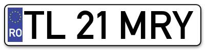 Placuta inmatriculare numar auto  TL-21-MRY, TL 21 MRY, TL21MRY