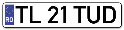 Placuta inmatriculare numar auto  TL-21-TUD, TL 21 TUD, TL21TUD