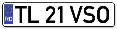 Placuta inmatriculare numar auto  TL-21-VSO, TL 21 VSO, TL21VSO