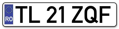 Placuta inmatriculare numar auto  TL-21-ZQF, TL 21 ZQF, TL21ZQF
