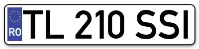 Placuta inmatriculare numar auto  TL-210-SSI, TL 210 SSI, TL210SSI
