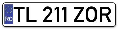 Placuta inmatriculare numar auto  TL-211-ZOR, TL 211 ZOR, TL211ZOR