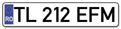 Placuta inmatriculare numar auto  TL-212-EFM, TL 212 EFM, TL212EFM