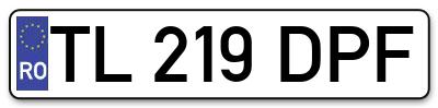 Placuta inmatriculare numar auto  TL-219-DPF, TL 219 DPF, TL219DPF