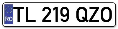 Placuta inmatriculare numar auto  TL-219-QZO, TL 219 QZO, TL219QZO