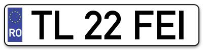 Placuta inmatriculare numar auto  TL-22-FEI, TL 22 FEI, TL22FEI