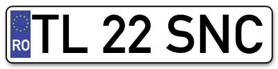 Placuta inmatriculare numar auto  TL-22-SNC, TL 22 SNC, TL22SNC